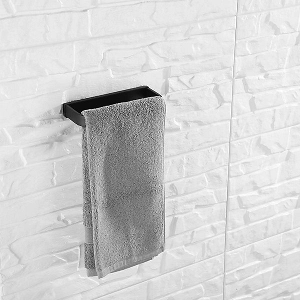 Anneau porte-serviettes de salle de bain en acier inoxydable, support à vis, porte-serviettes mural, noir mat