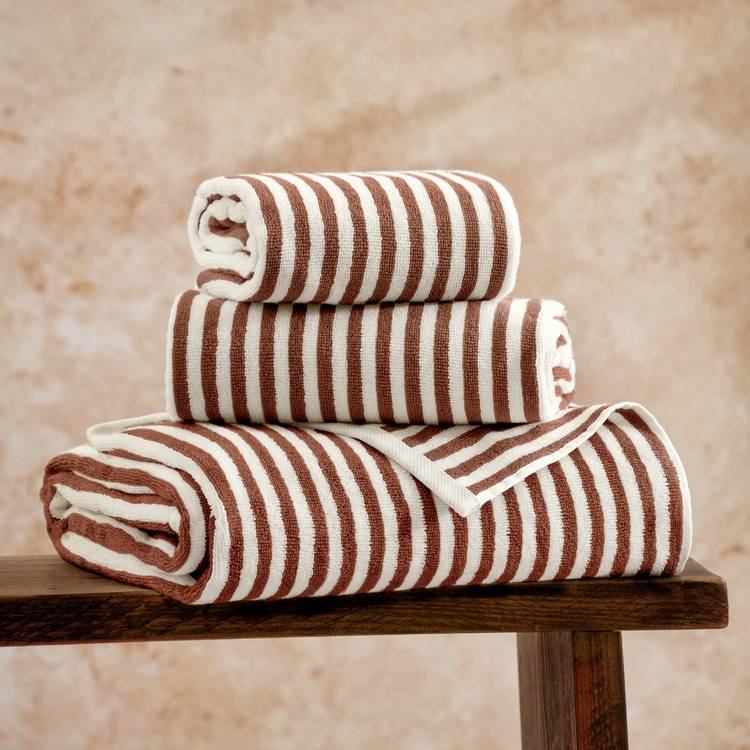 Yard Hebden Stripe Bath Towel - Brown
