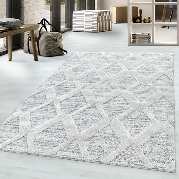 Dywan nowoczesny 3D La Casa romby kremowy 60 cm x 110 cm