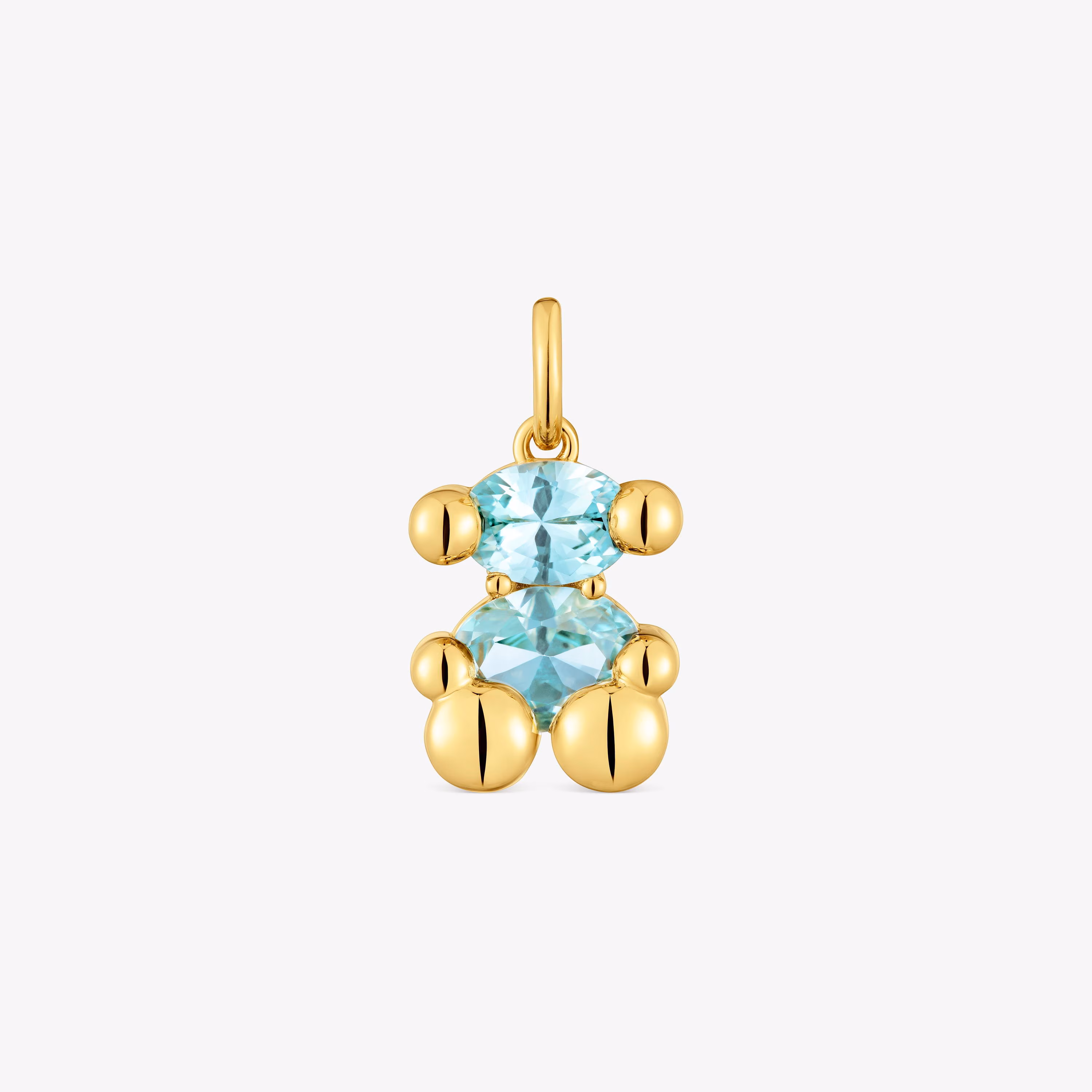Colgante pequeño motivo oso con baño de oro 18 kt sobre plata y zafiro azul creado en laboratorio Color Bear LGG