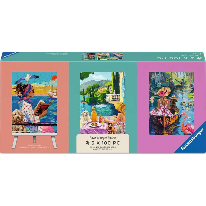 Puzzle 3er-Set Mit Hund auf Reisen