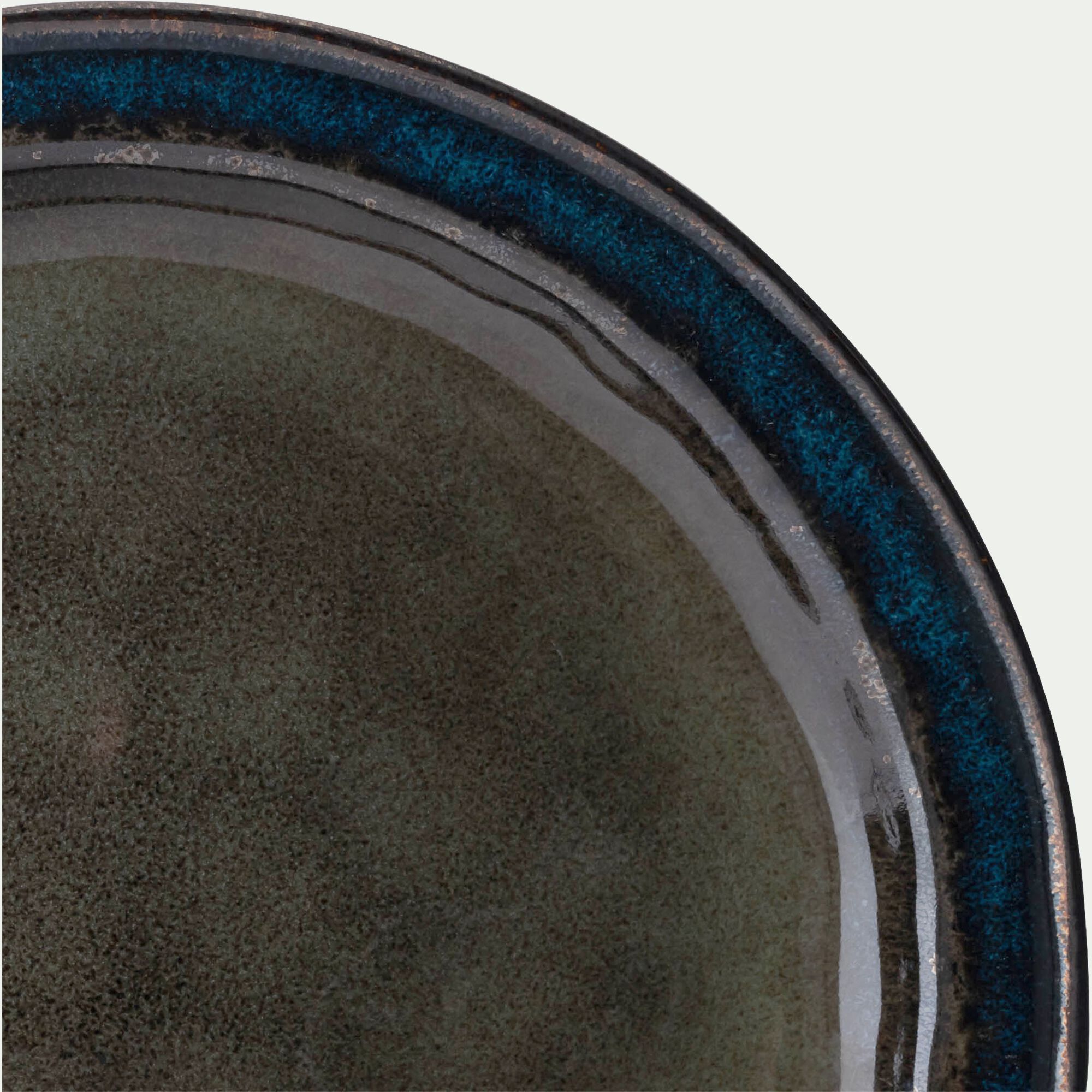 JADE - Assiette à dessert en grès D20,5cm - vert cèdre