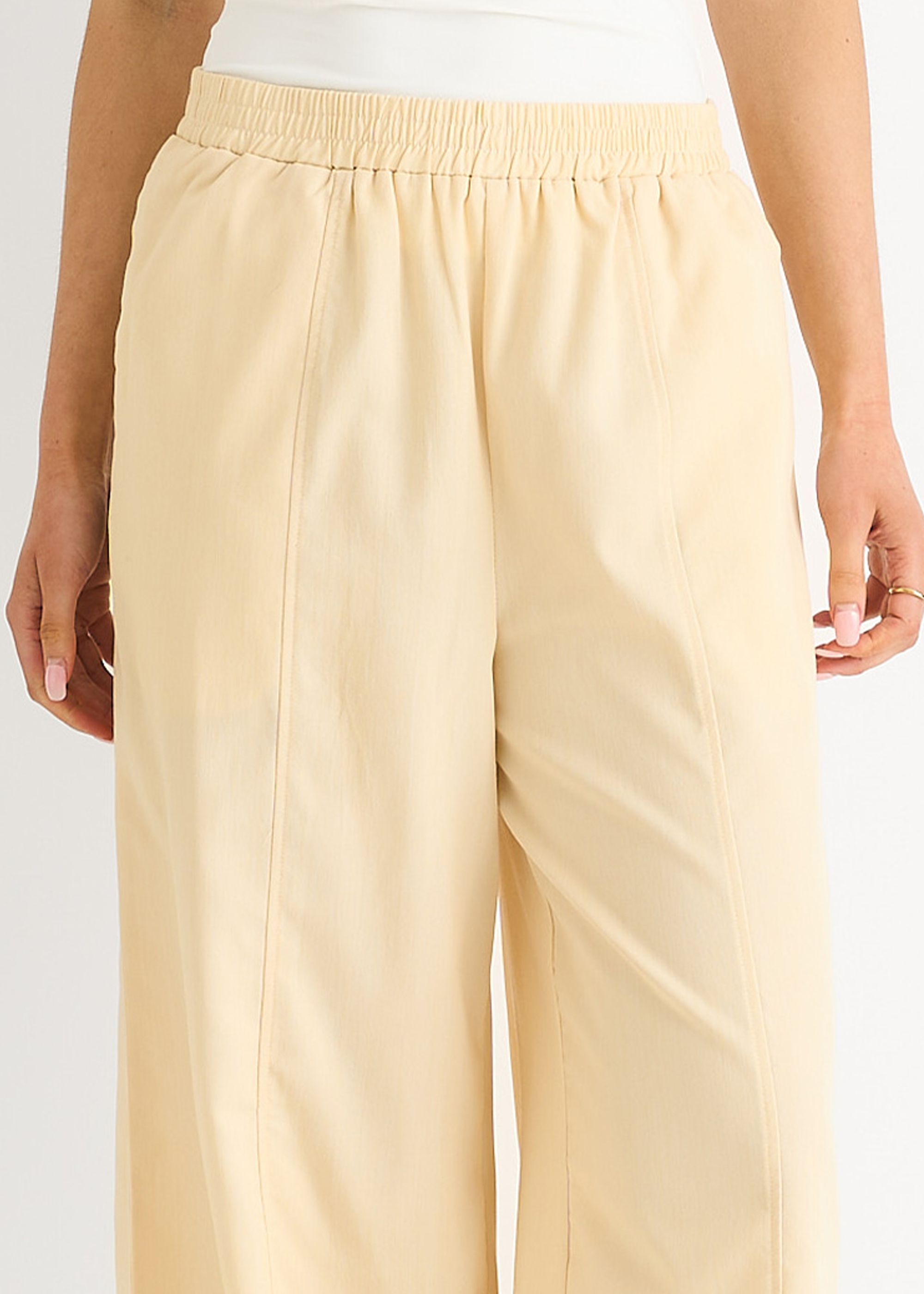 Gini London Cream Elasticated Waist Trousers