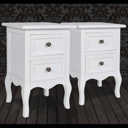 NNEVL Nightstands 2 pcs with 2 Drawers MDF White