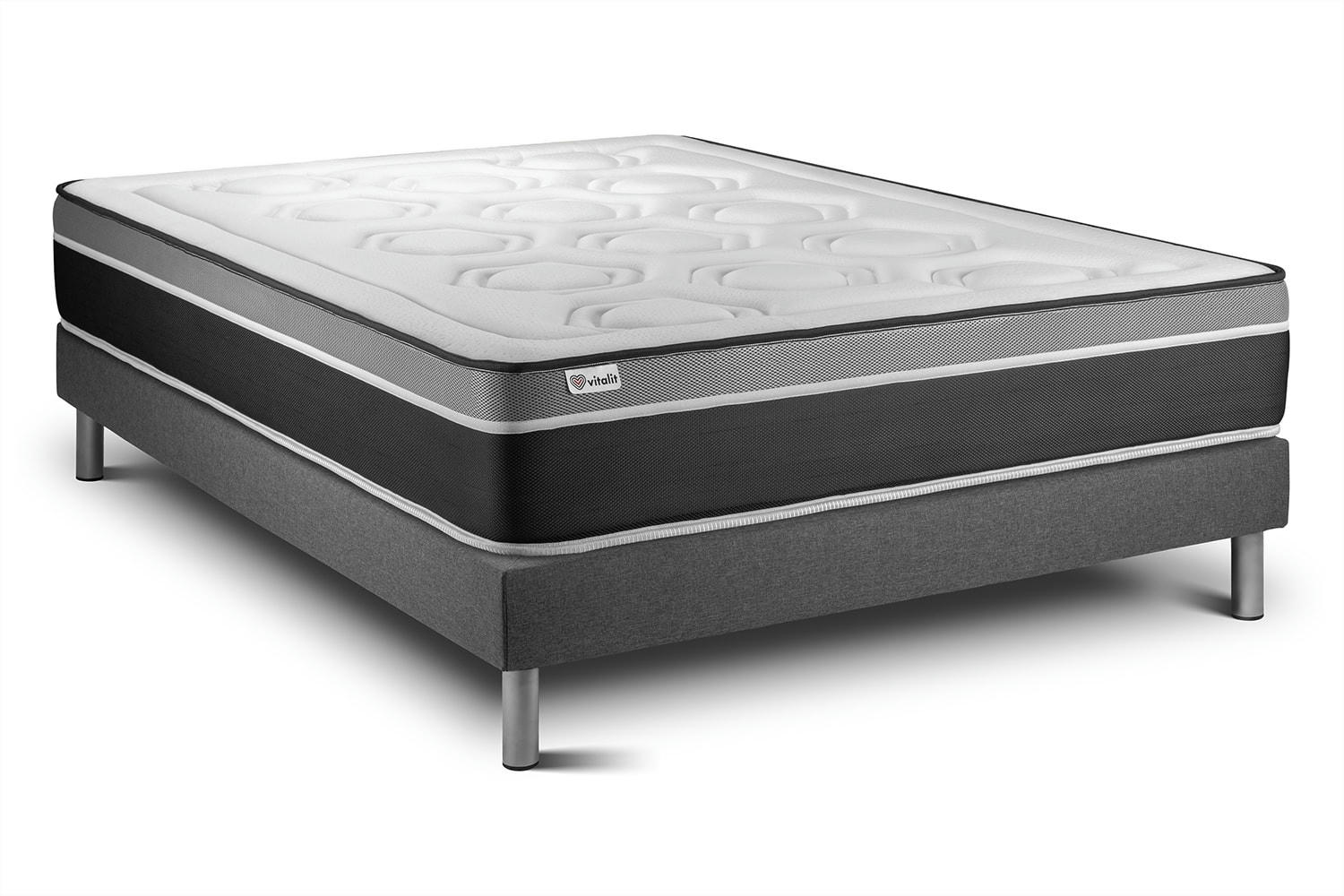 VITAL CARE - Ensemble Ressorts  et Mémoire de forme 160x200cm kit Gris