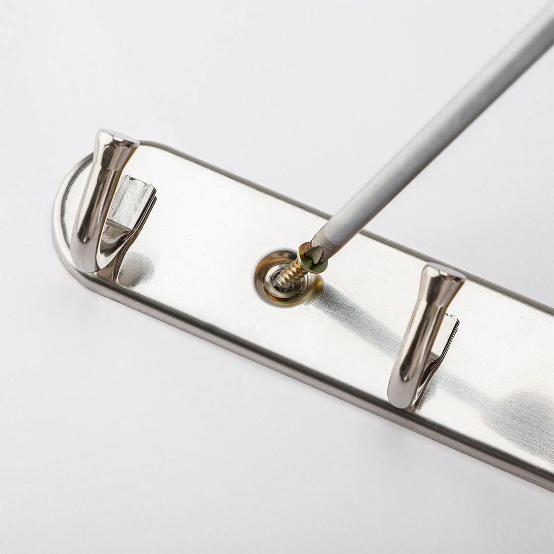 7 Hooks Stainless Steel Door Wall Mounted Clothes Bags Coat Hook Rack - Silver Tone