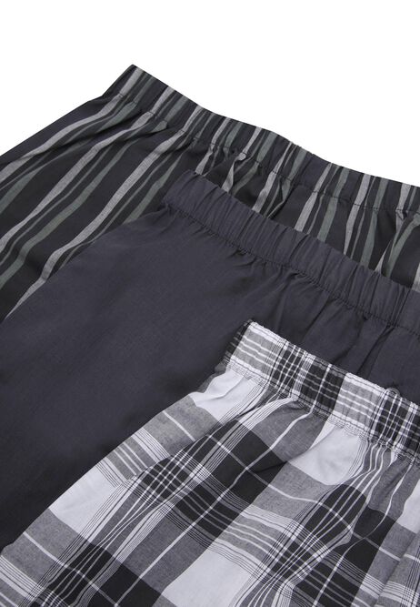 Mens 3pk Grey Check Woven Boxers