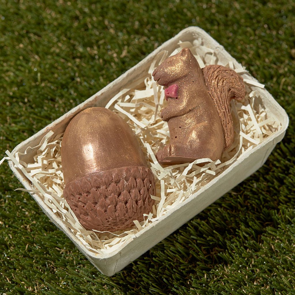 CHOC ON CHOC Golden Chocolate Squirrel And Acorn