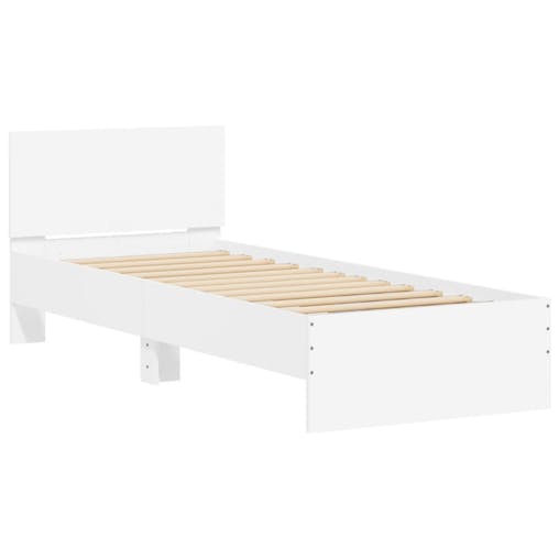 NNEVL Bed Frame with Headboard White 90x190 cm Engineered wood