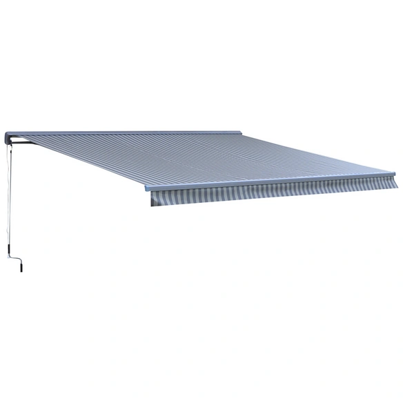 Hülsenmarkise, BxT: 400 x 300 cm, hellgrau/dunkelgrau gestreift