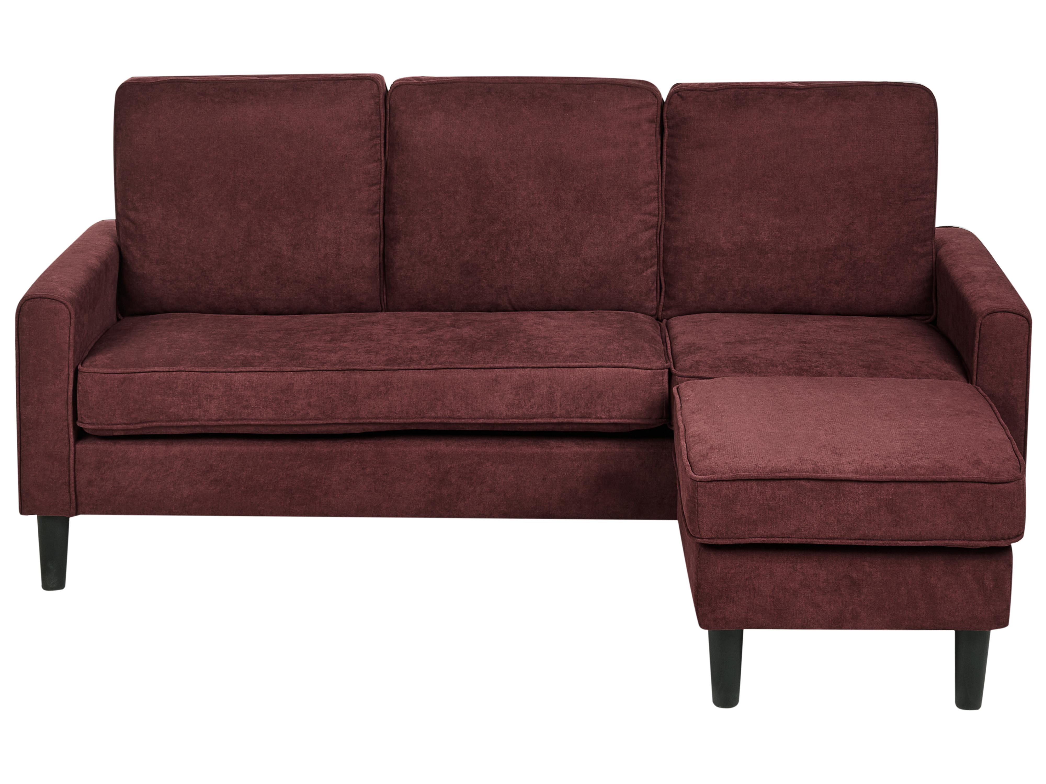 Sofa 3 Seater AVESTA Fabric Burgundy with Ottoman