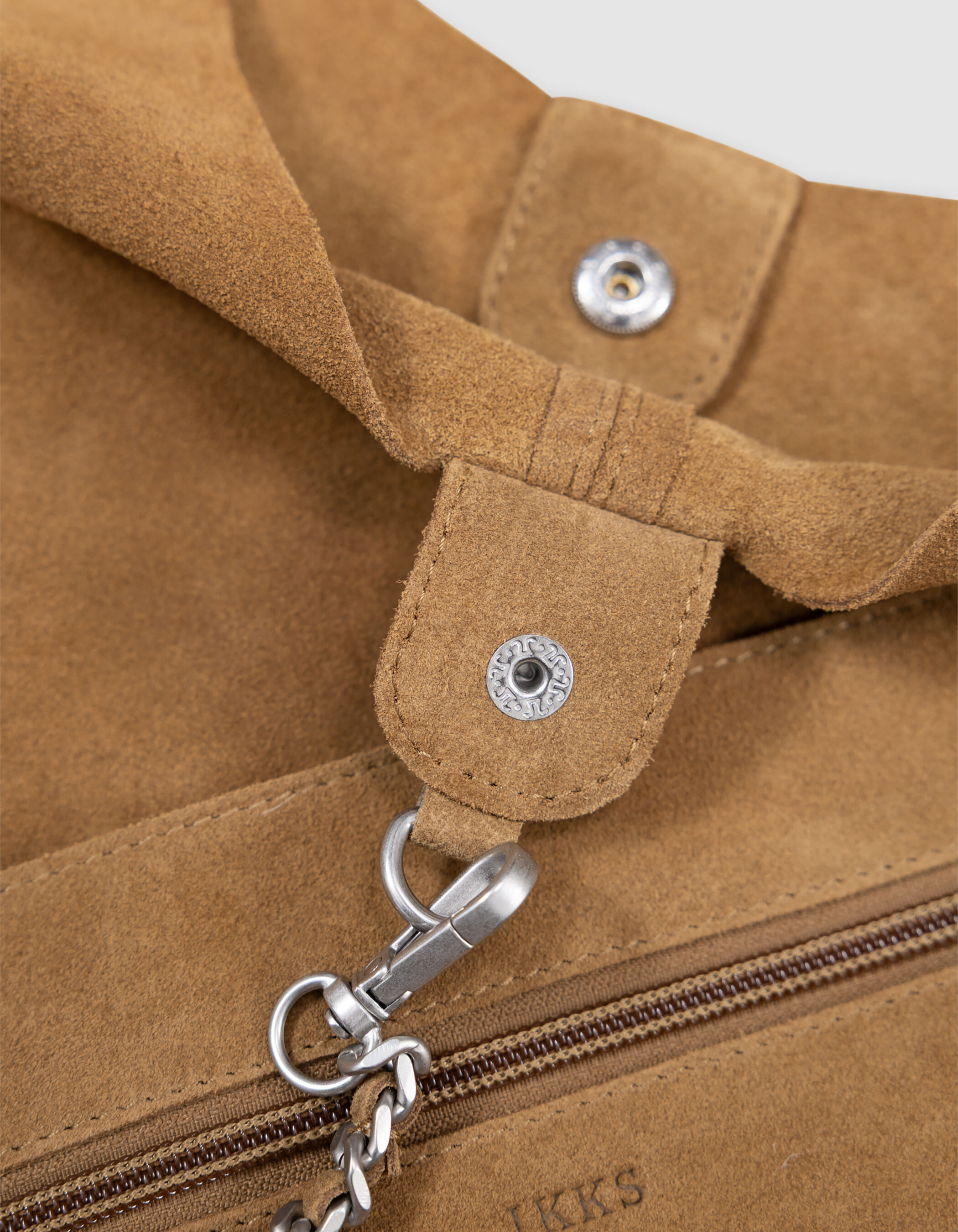 Sac Hobo kaki cuir velours