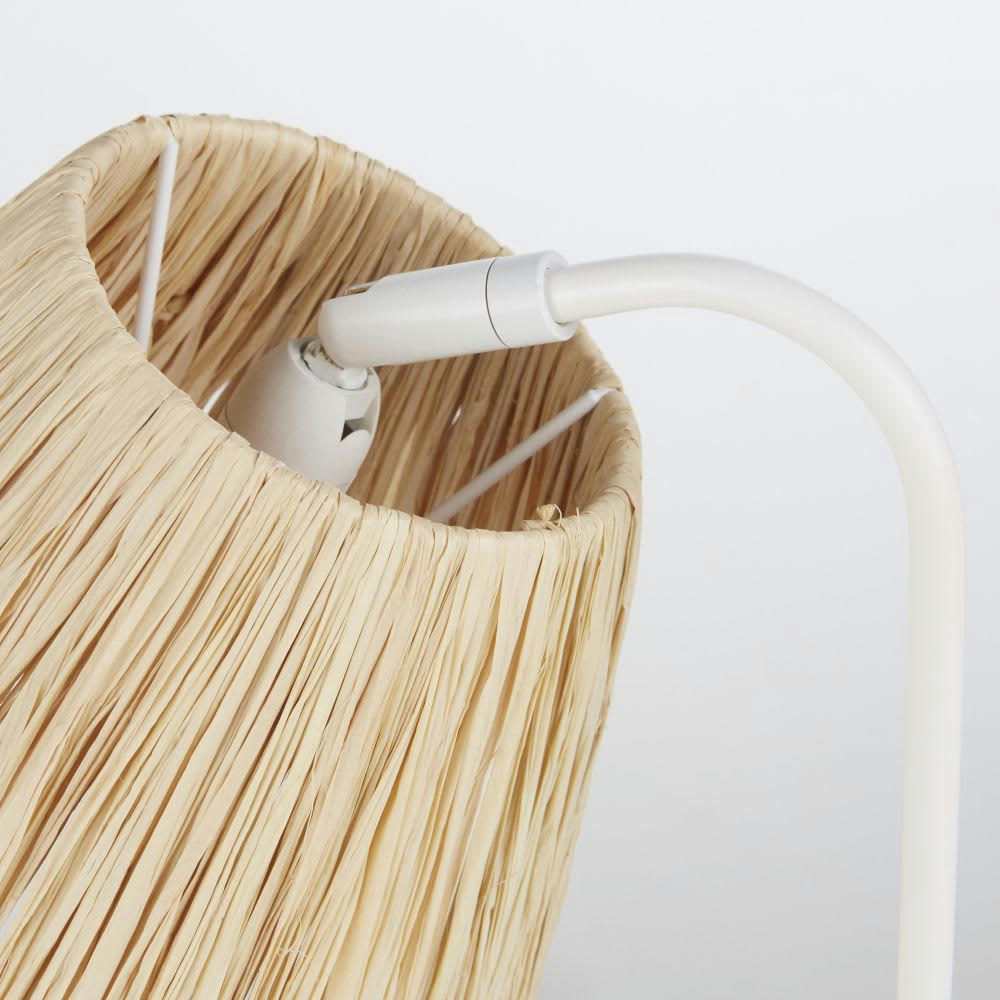 FLORA - Lampe en métal écru abat-jour en matière naturelle H48