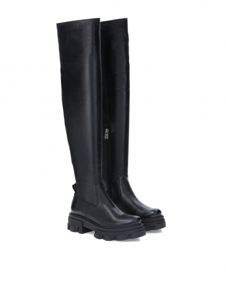 Ladies' black over-the-knee boots