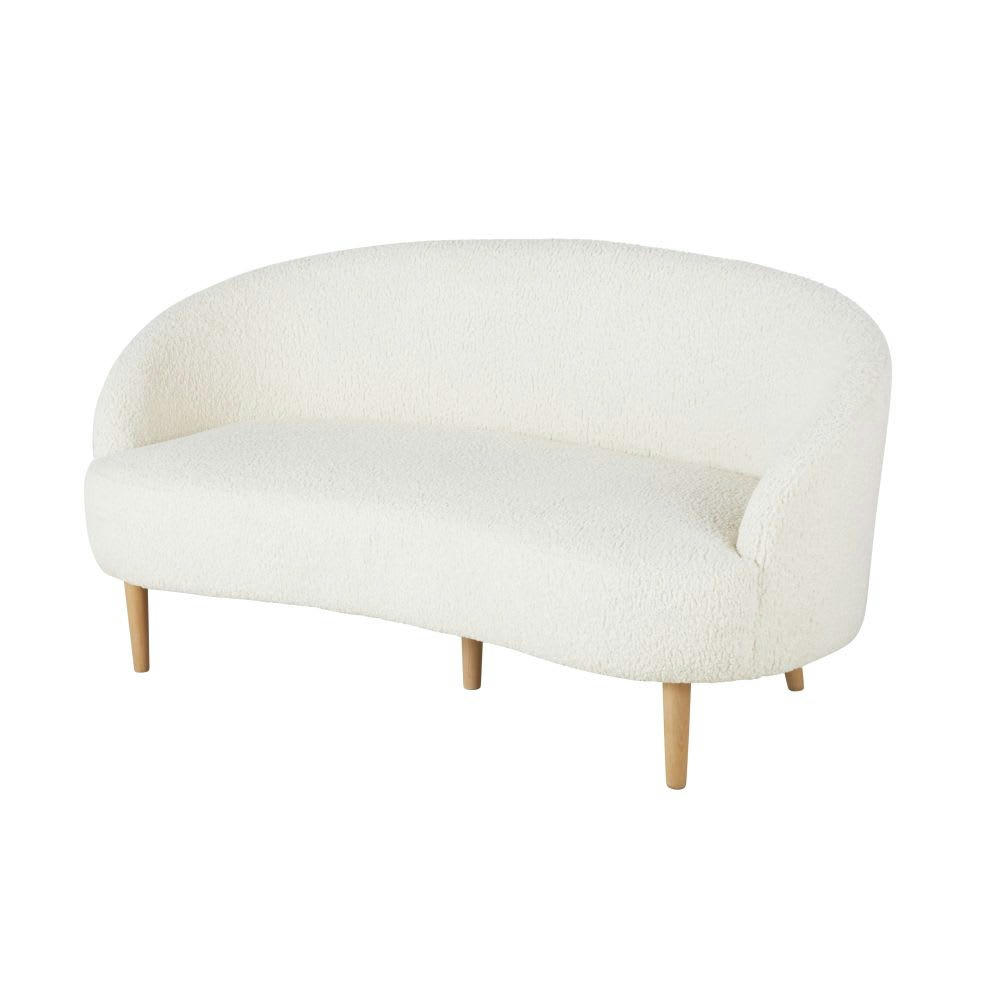 Spy - Canapé 2/3 places à bouclettes blanc