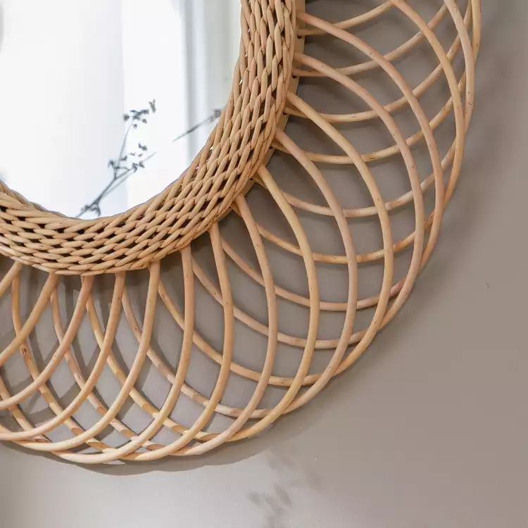 Habitat Rattan Round Wall Mirror - 55x55cm