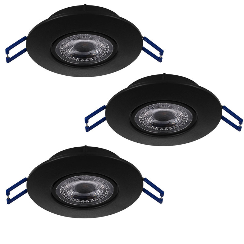 Spot encastrable LED Zujar noir blanc chaud IP20 1020 lm 3,4 W 3 pièces EGLO