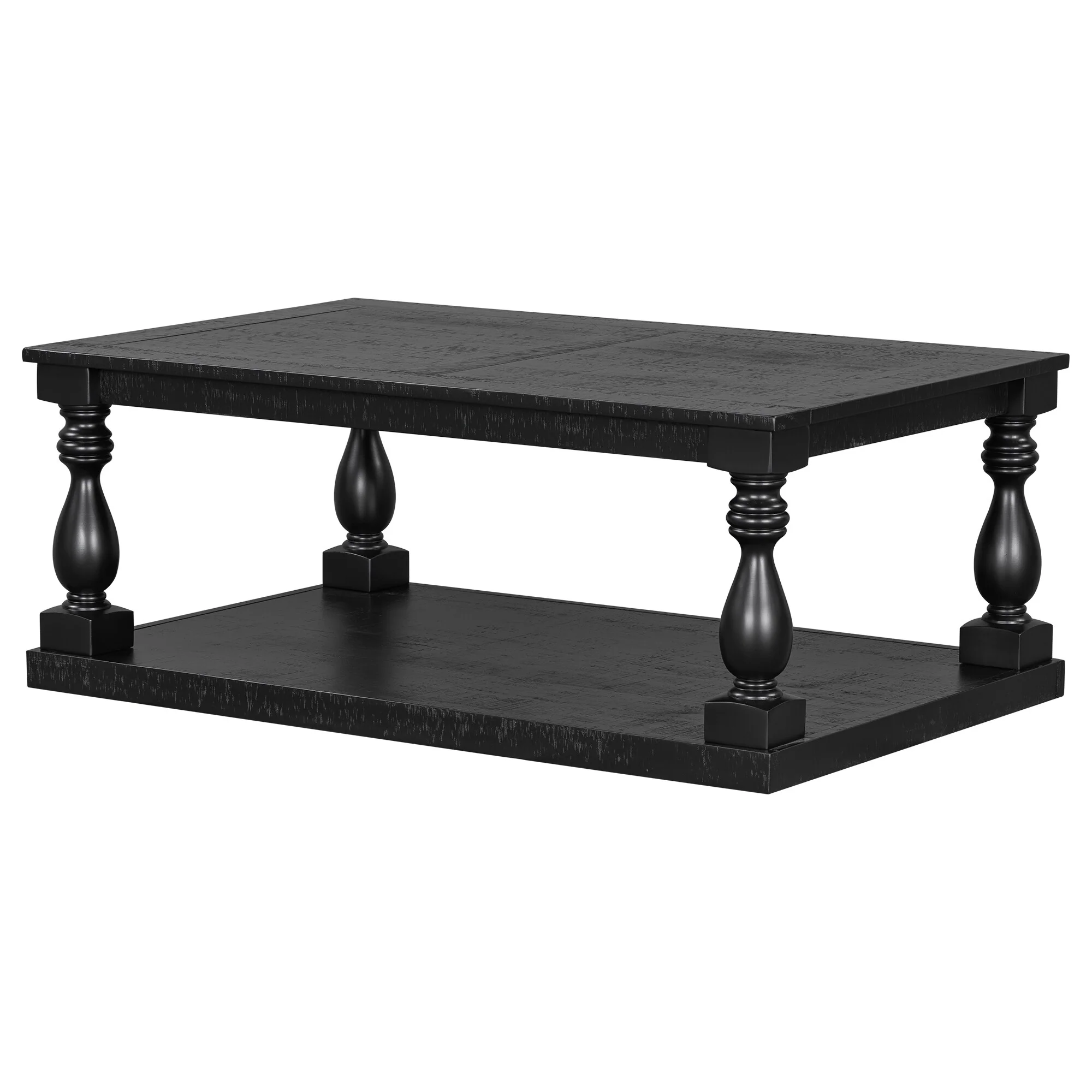 Vintage Coffee Table Featuring Artistic Vase Column Legs And Luxurious Pine Veneer