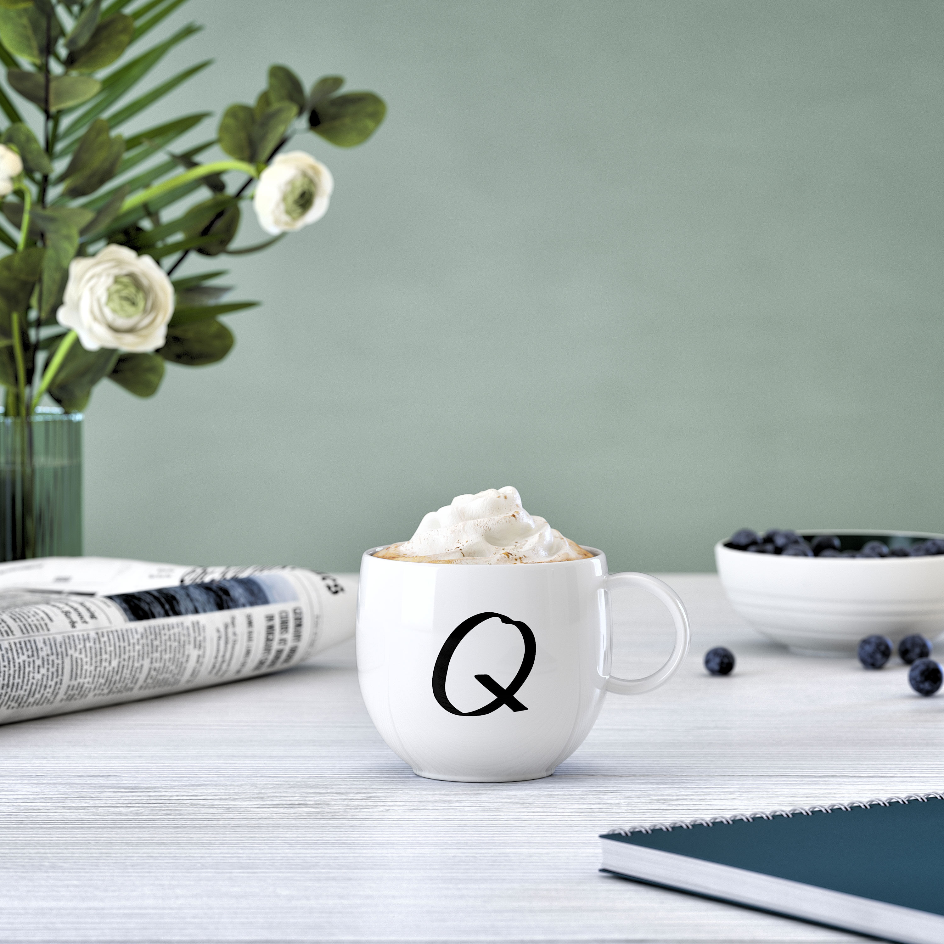 Letters Mug - White, 9.9 oz, Premium Porcelain