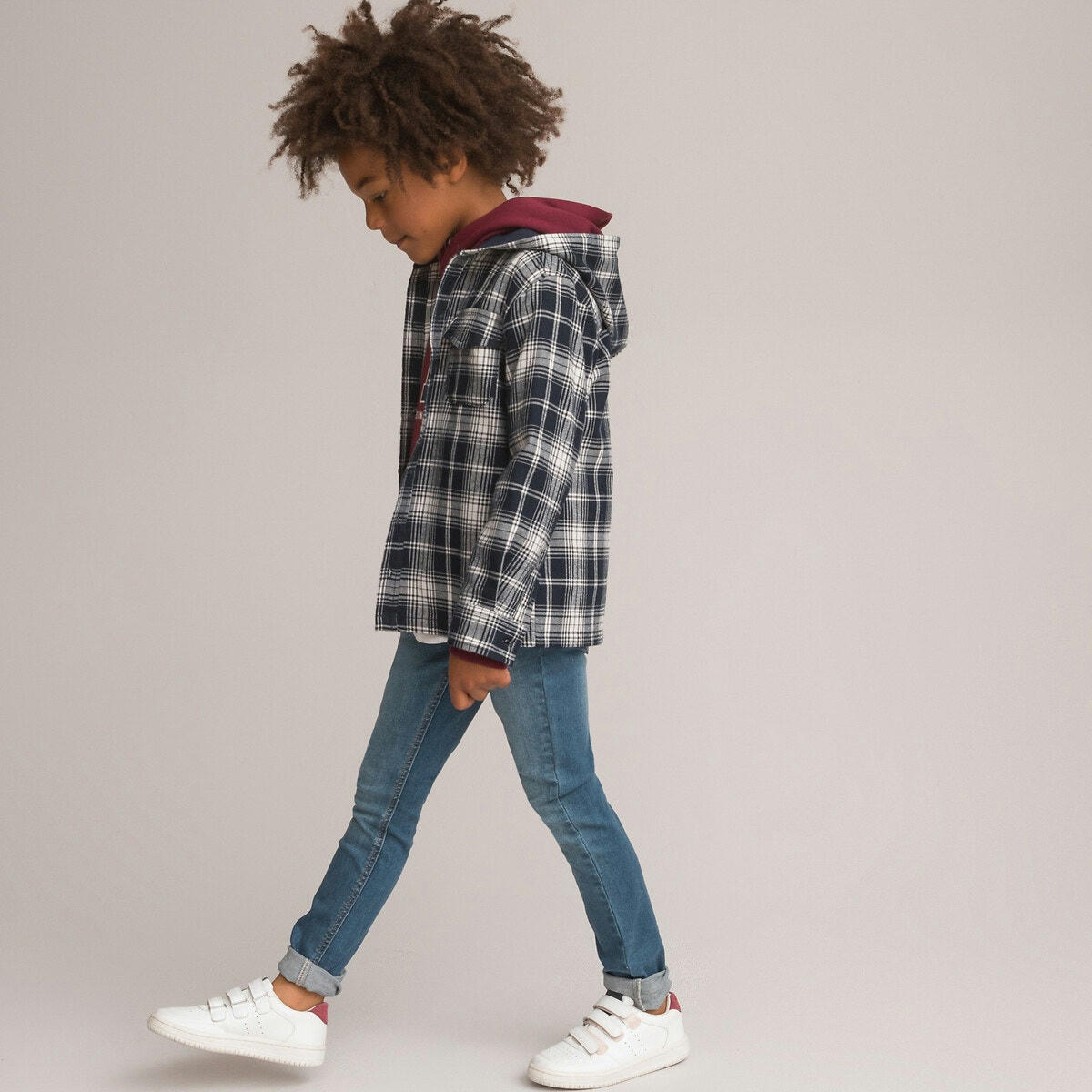 Chemise à carreaux et à capuche