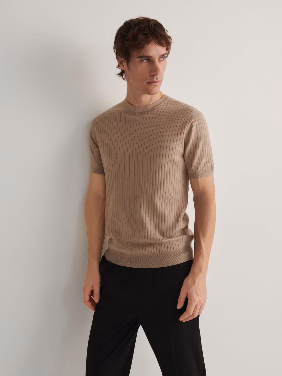 Regular Fit Rib Knit T-Shirt