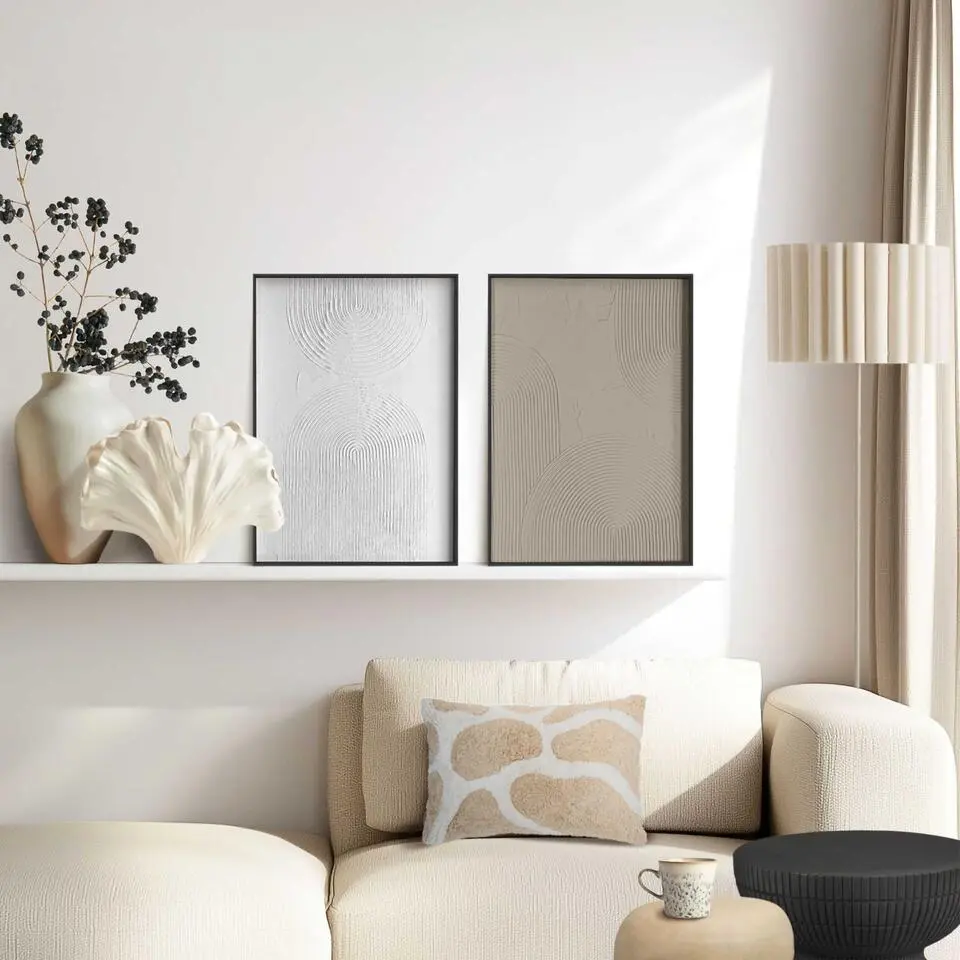 Abstracte wanddecoratie set met structuur Reli?f bogen - 40 x 30