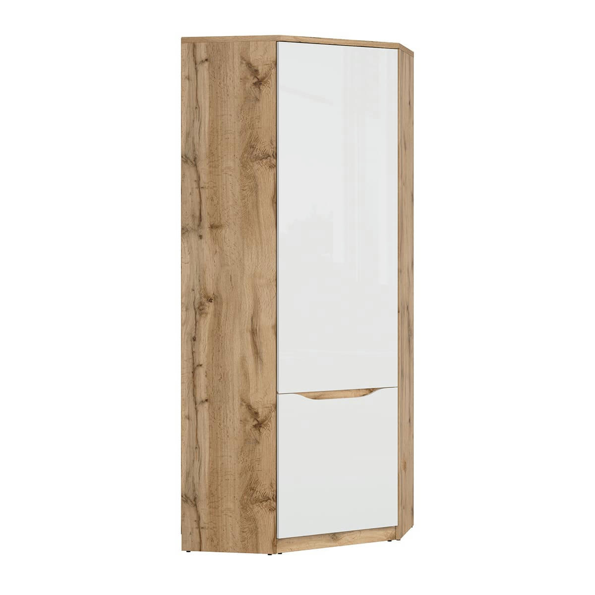 - Armoire d'angle 1 porte blanche et naturelle
