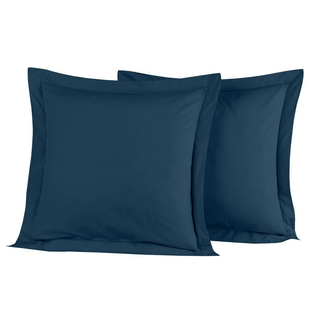 SOFT PERCALE - Lot de 2 taies d'oreiller en percale de coton indigo 65x65 cm