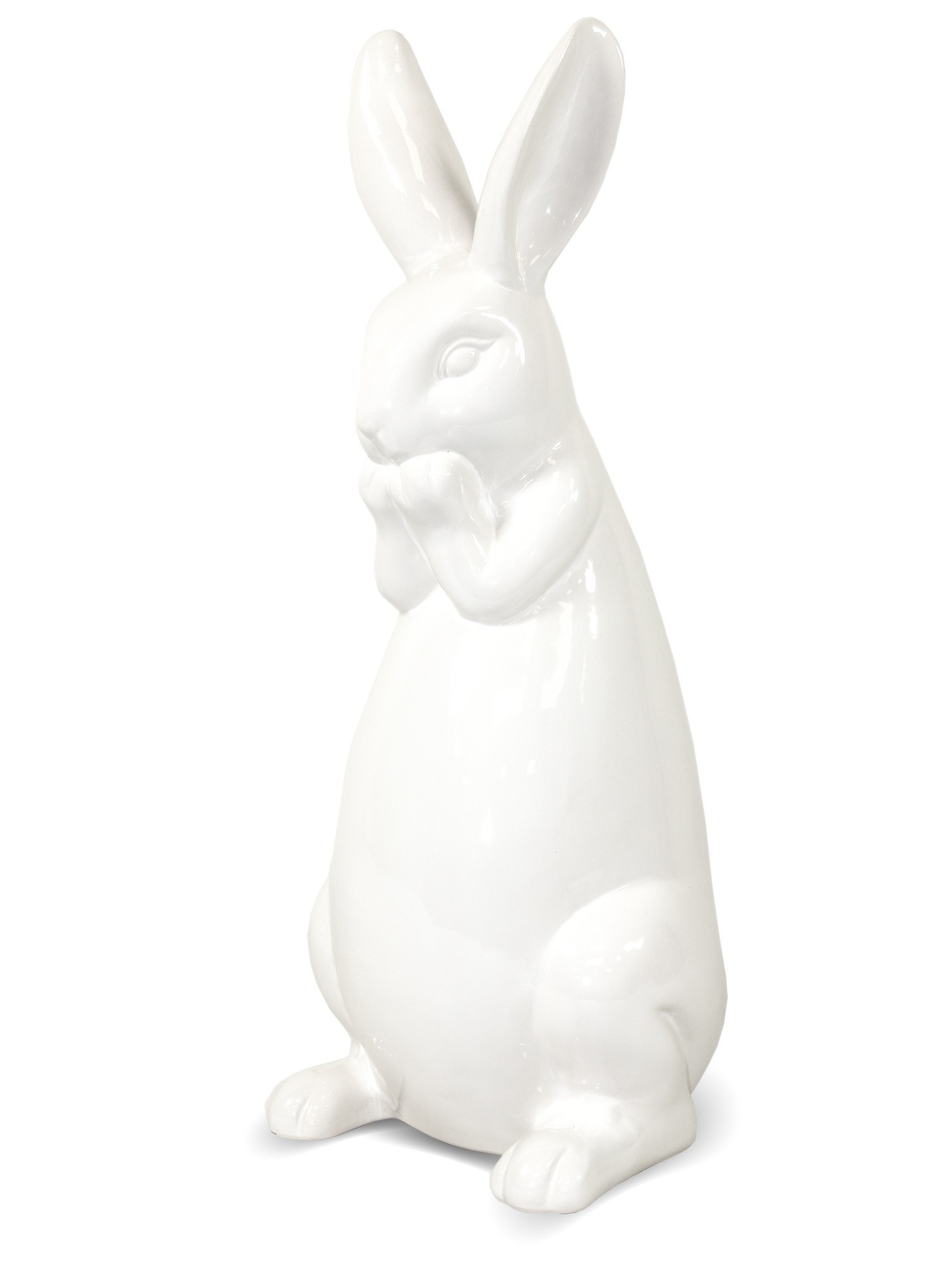Dekoracja - zatroskany biały królik 39x15x15 cm