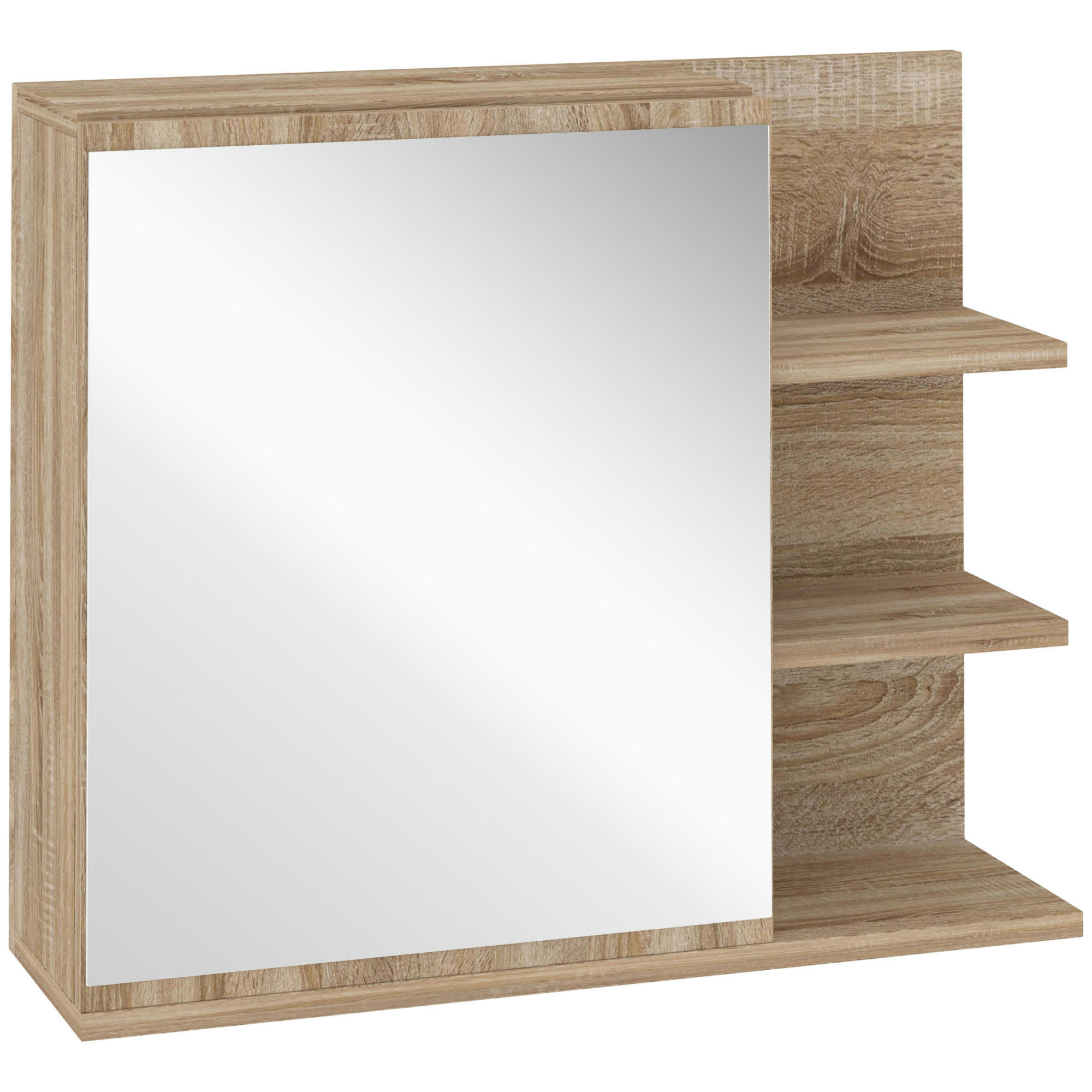 - Armoire miroir de salle de bain avec étagères - aspect chêne clair