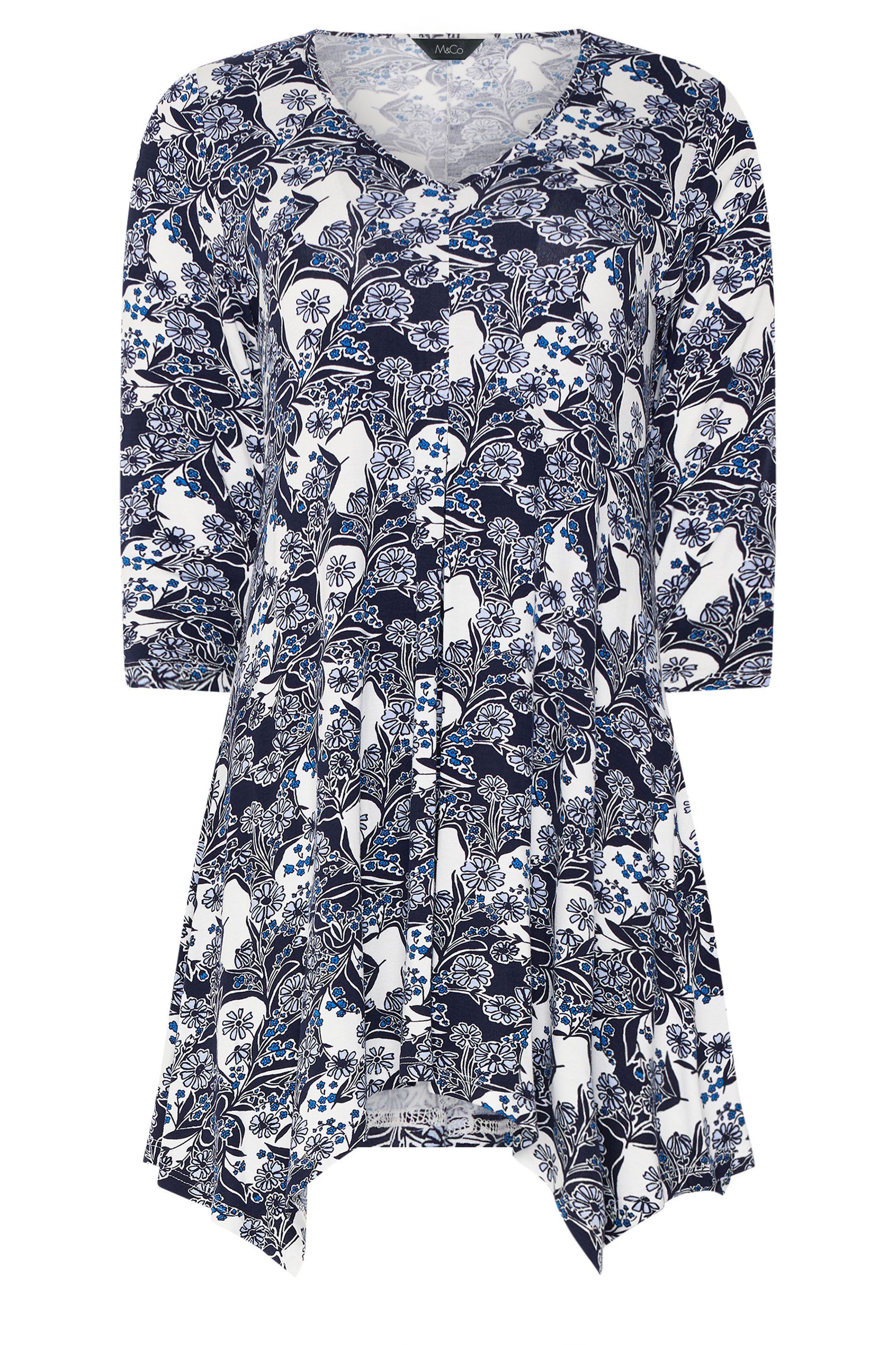 M&Co Floral Hanky Hem Top