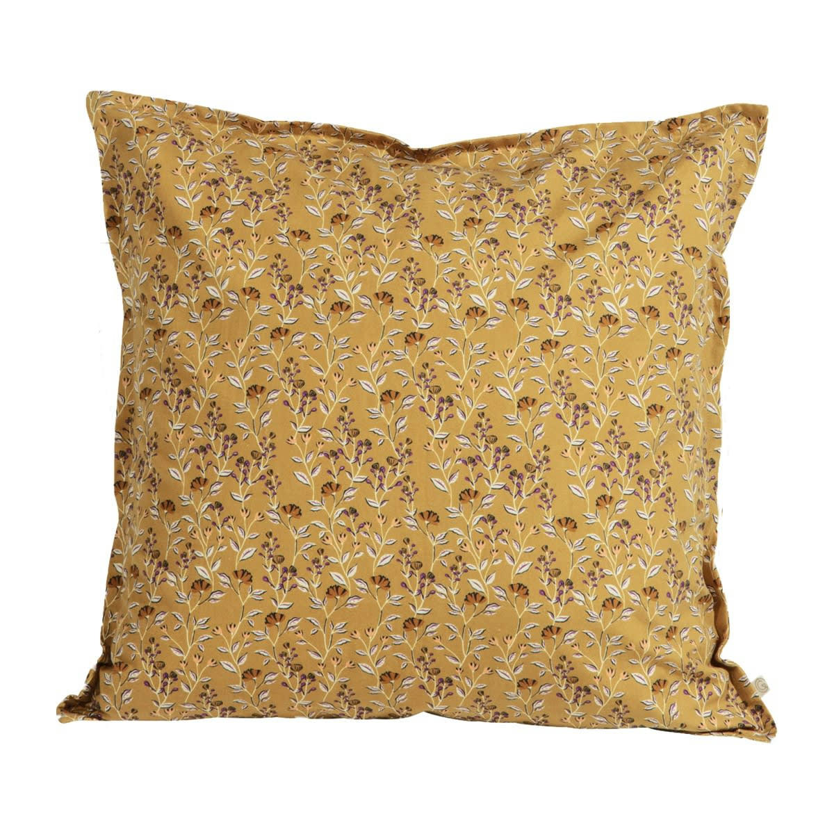 MAINTENANT - Housse de coussin en coton imprimé fleuri jaune 50x50