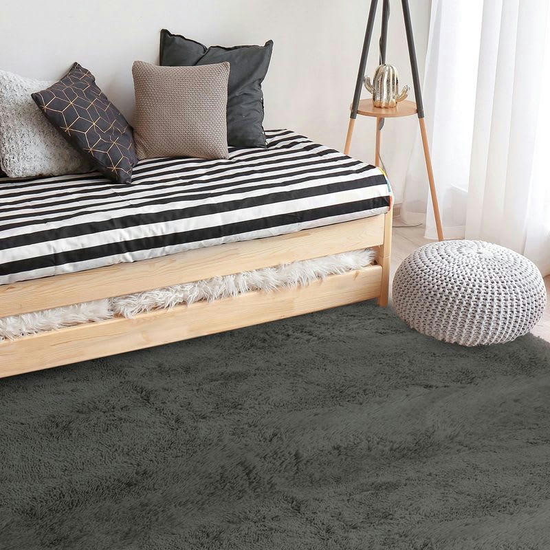 NEO - Tapis lavable à base fine et souple extra doux gris foncé 160x230