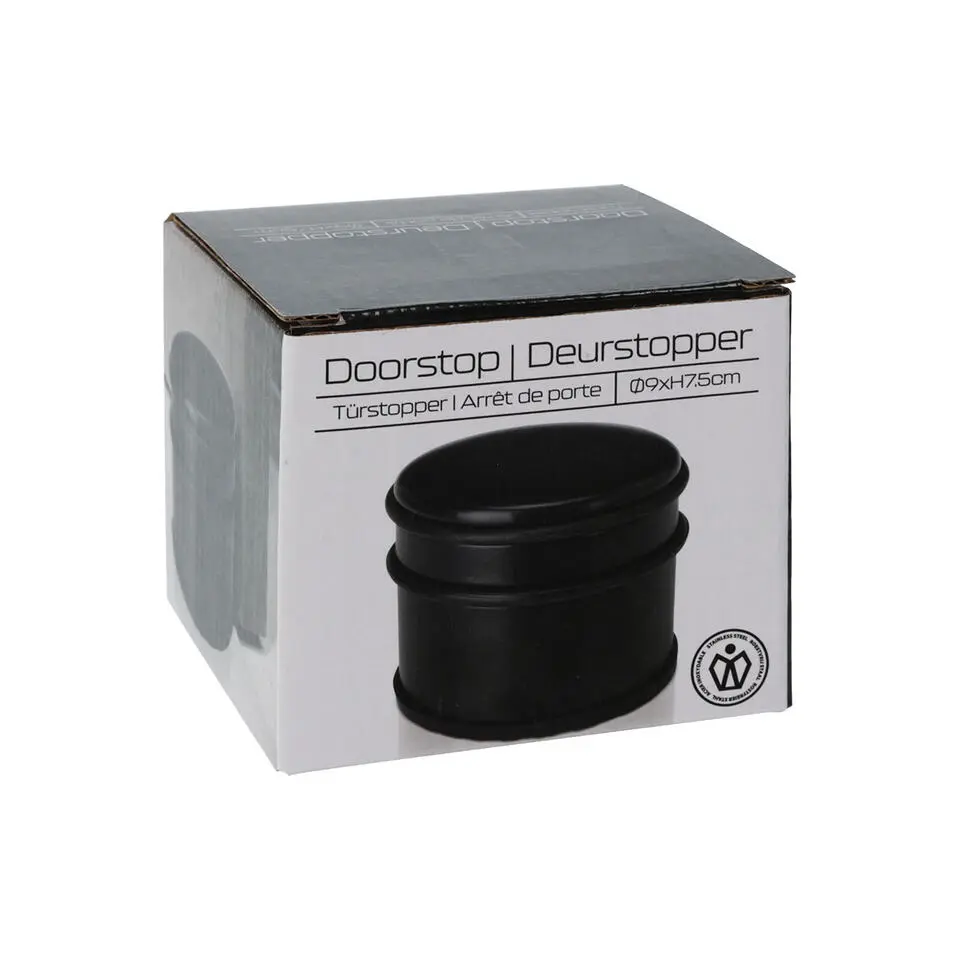 H&S Collection Deurstopper - rond - RVS - mat zwart -9x7.5cm -1kg