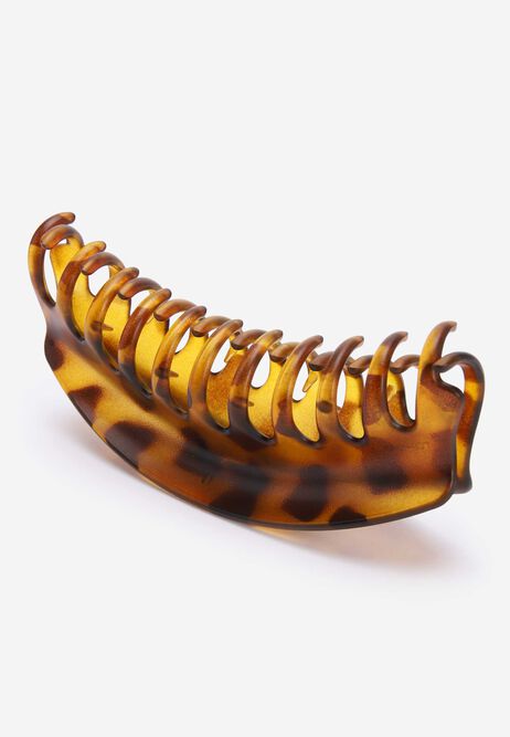 Womens Brown Tortoise Long Claw Hair Clip