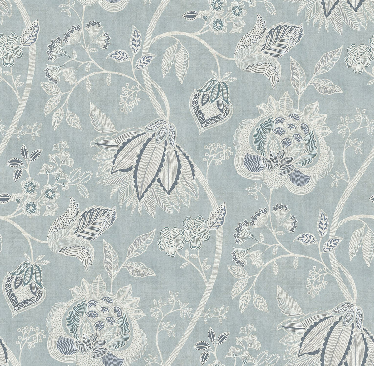 Sanders & Sanders behang bloemen lichtblauw - 53 cm x 10 m - 641008