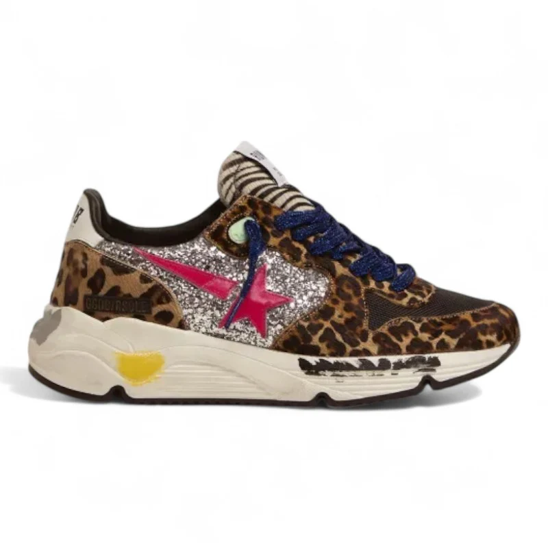 Running Sole sneakers in leopard-print pony skin with glitter inserts
