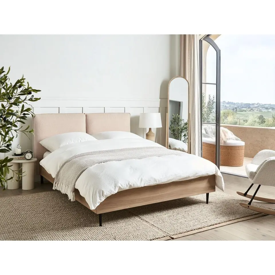 LIMANTON - Bed - Beige - 140 x 200 cm - Boucl&eacute;
