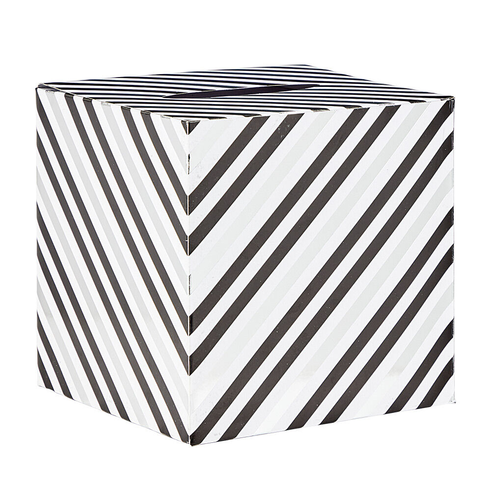 Urne d'anniversaire motif rayé noir et blanc en carton