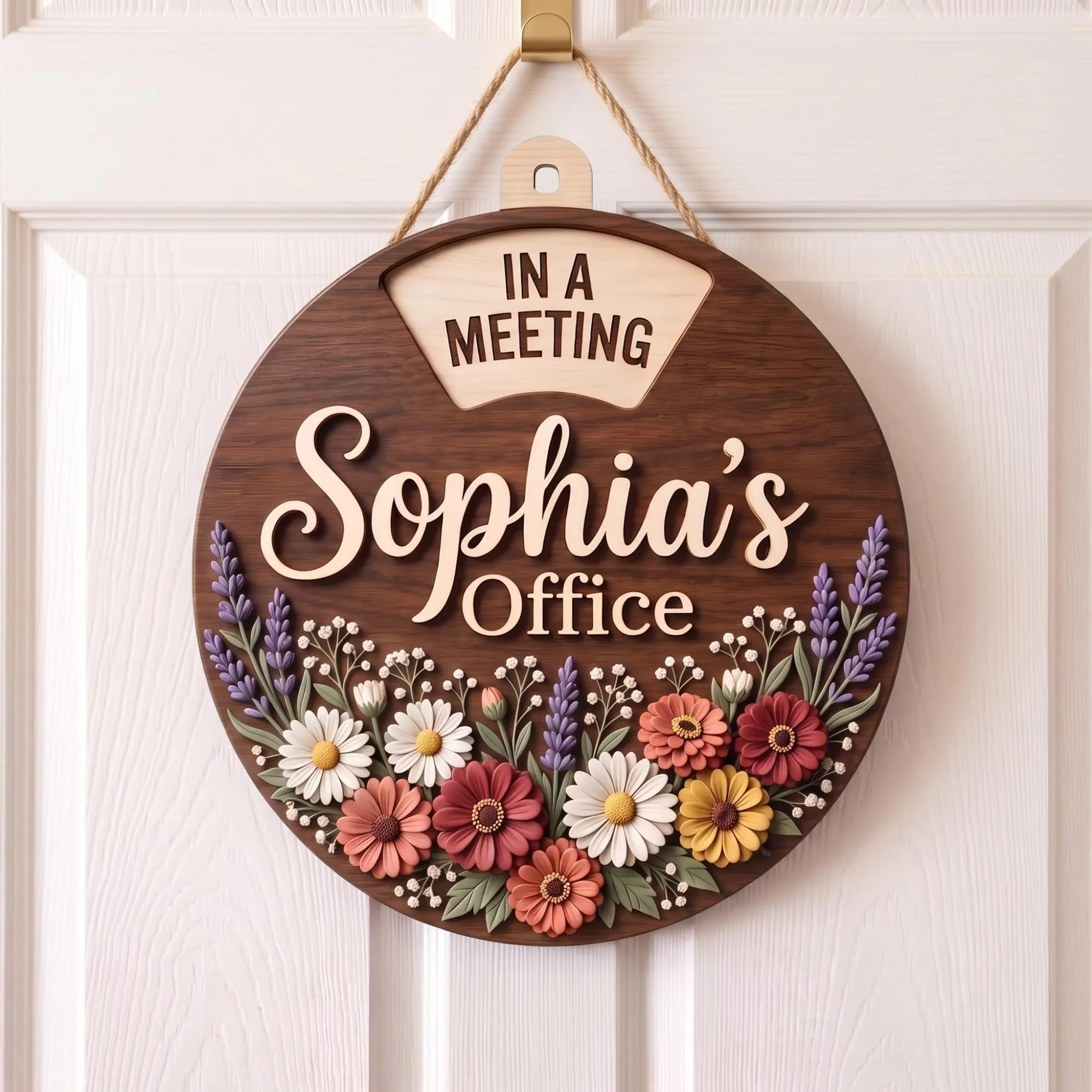 Home Workspace Accessory, Cute Flower Name Tracker, Work Schedule Spinner, Elegant Clinic Piece, Remote Employee Present, 3D Hanging