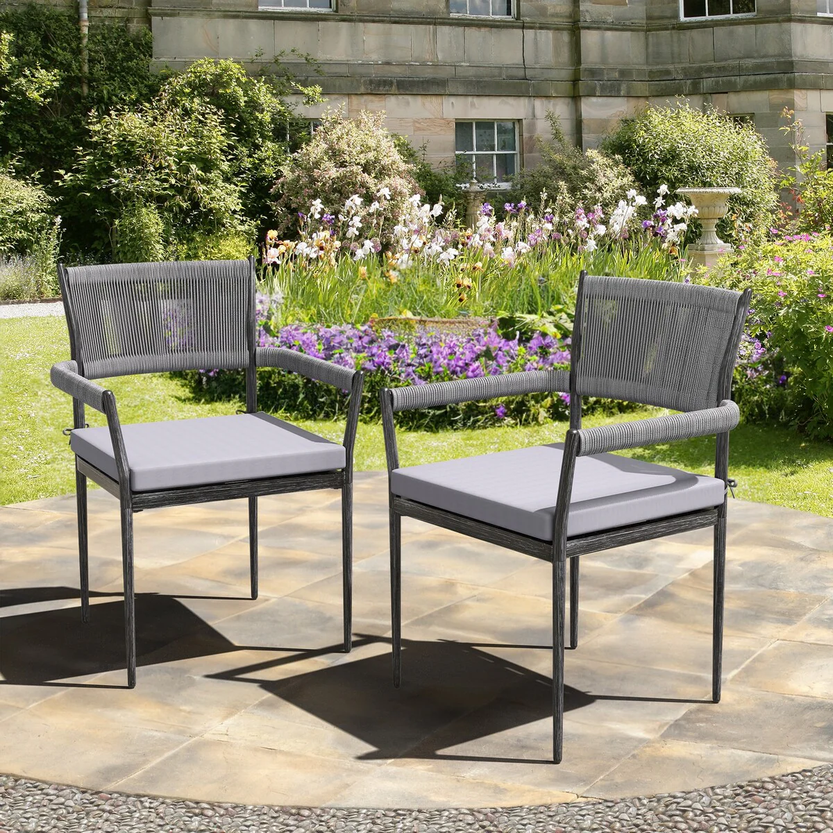 Moasis Set of 2 Outdoor Patio Dining Chairs with Cushions