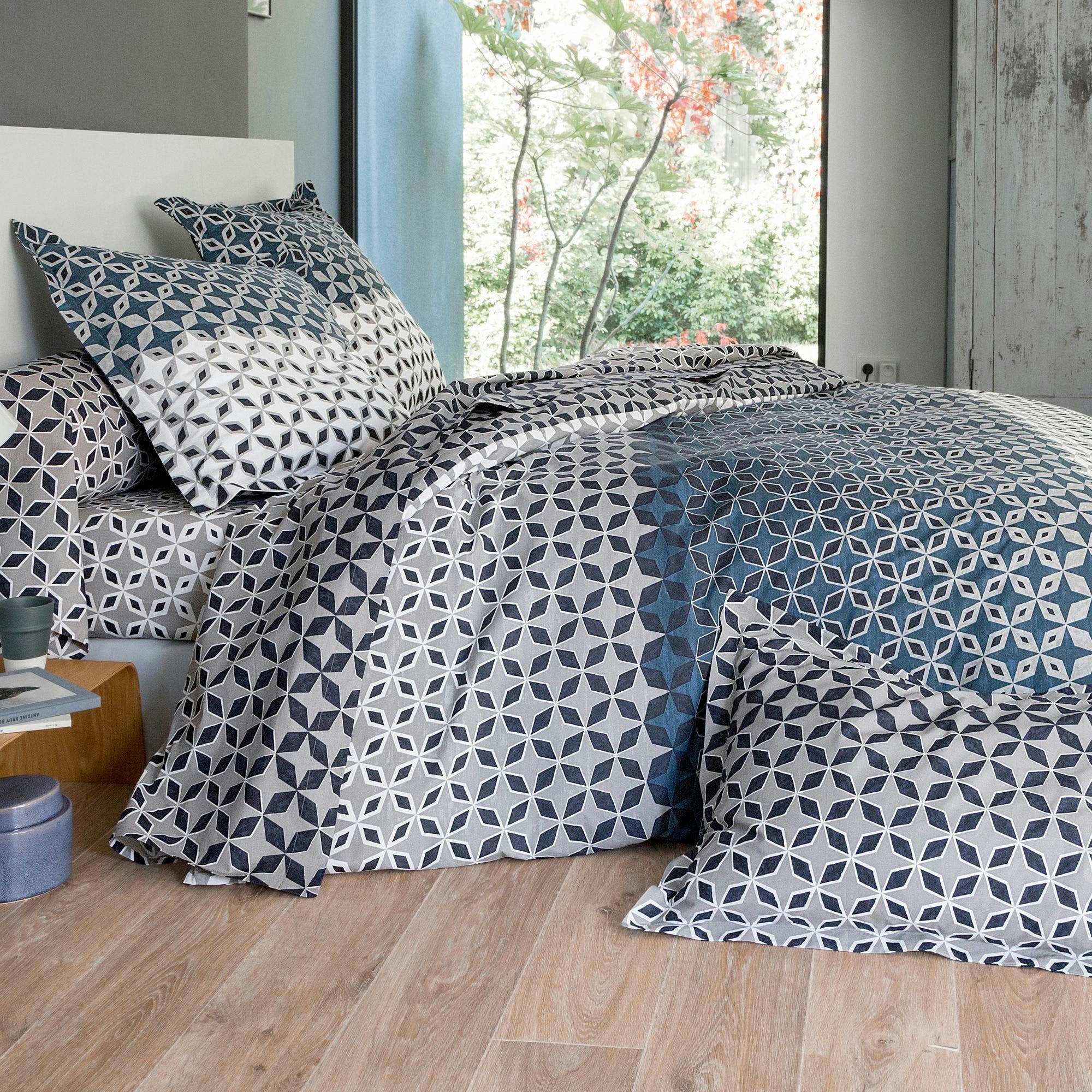 THIBAULT - Drap-housse 90x190x28 gris en coton