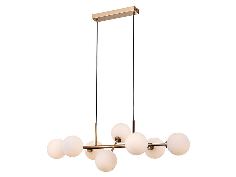 Lampa wisząca Mirellio 8-punktowa szklana biało-złota