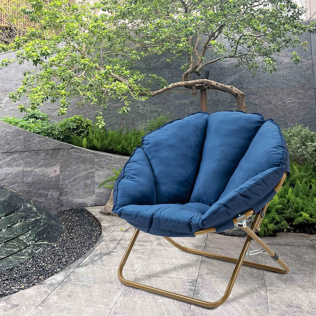 Folding lounge chair, balcony, home backrest, leisure chair, lazy sofa for pregnant women, moon chair set of 2