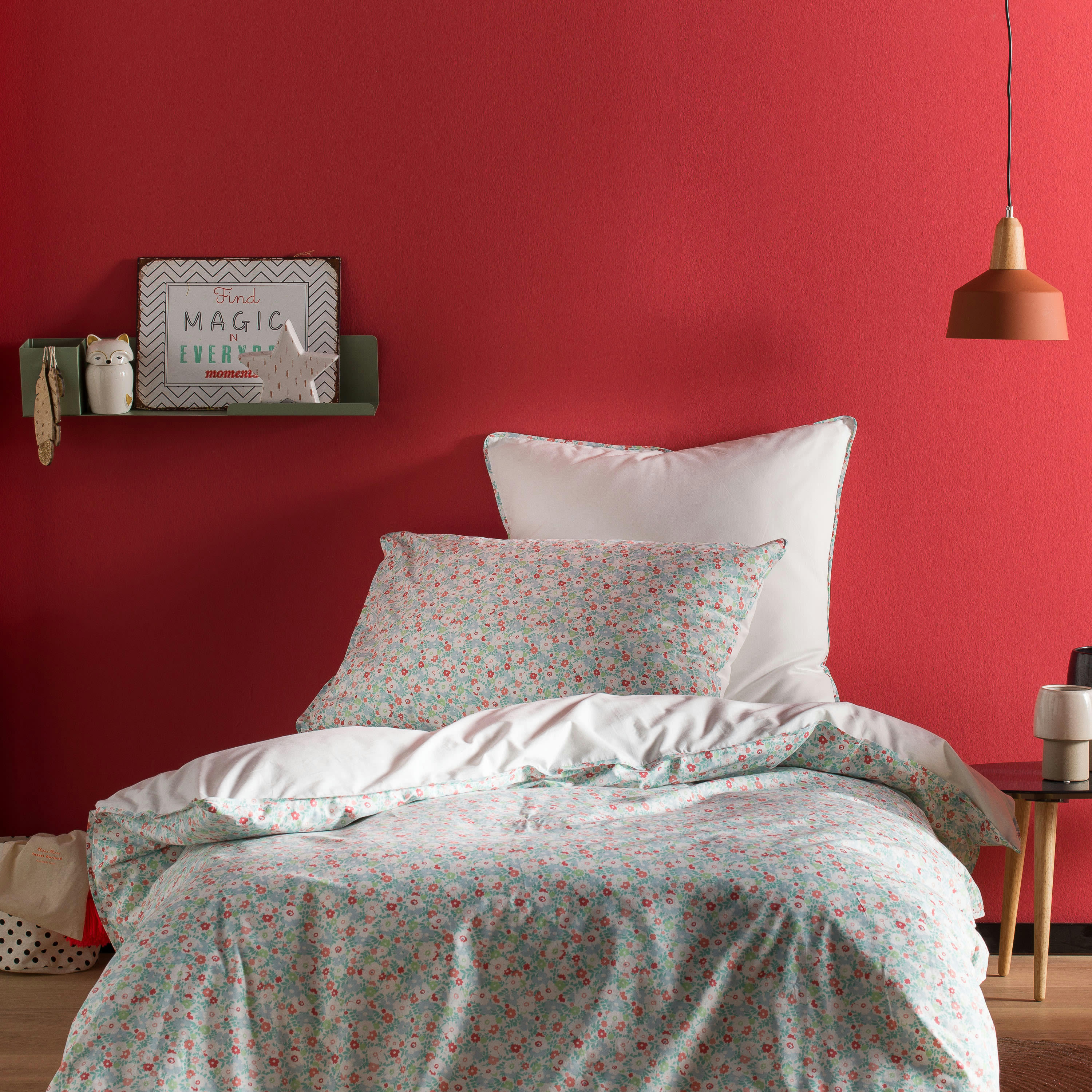 CAPUCINE - Housse de couette imprimée en coton  140x200 cm Multicolore