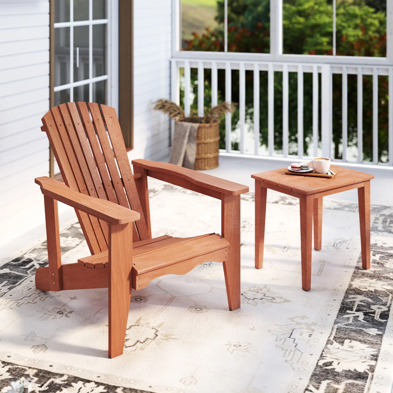 Natural Solid Wood Adirondack Chair with Ergonomic Backrest and DIY Option - 34 L × 28 W × 35 H