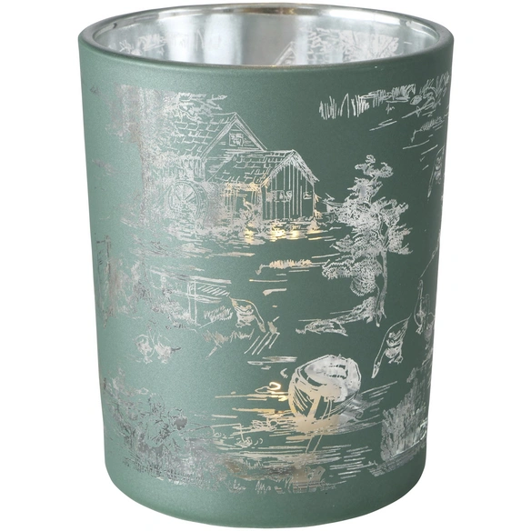 Windlicht, salbeigrün, Glas