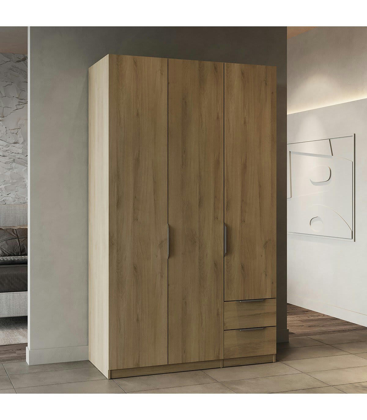 GHOST - Armoire 3 portes et 2 tiroirs - L119,4 cm