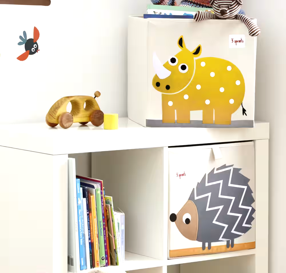 3 Sprouts Fabric Rhino Cube Kids' Storage Bin