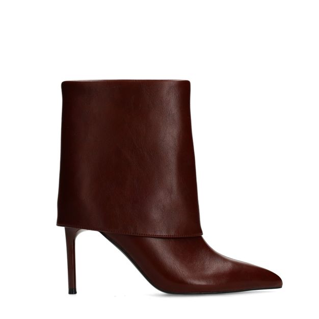Bordeaux flap enkellaarsjes met hak